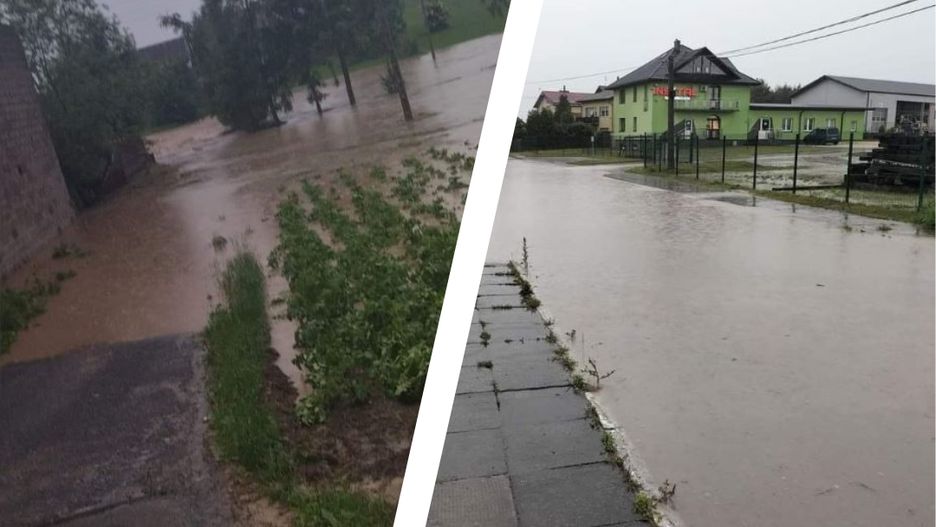 Zalane drogi w Zawierciu po przejściu gwałtownych burz
