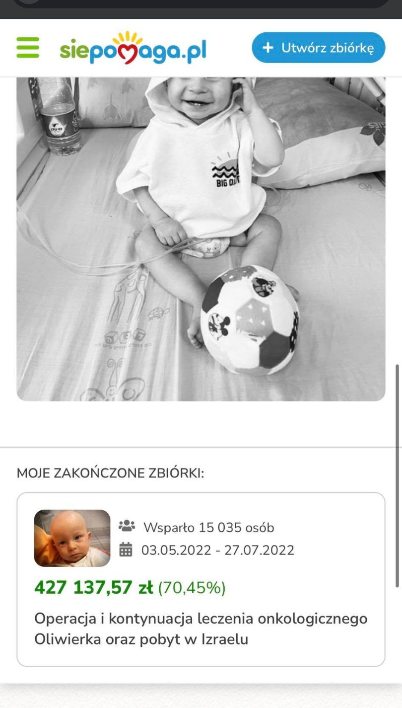 Fundacja żegna Oliwiera i informuje o kwocie zebranej w wyniku zbiórki