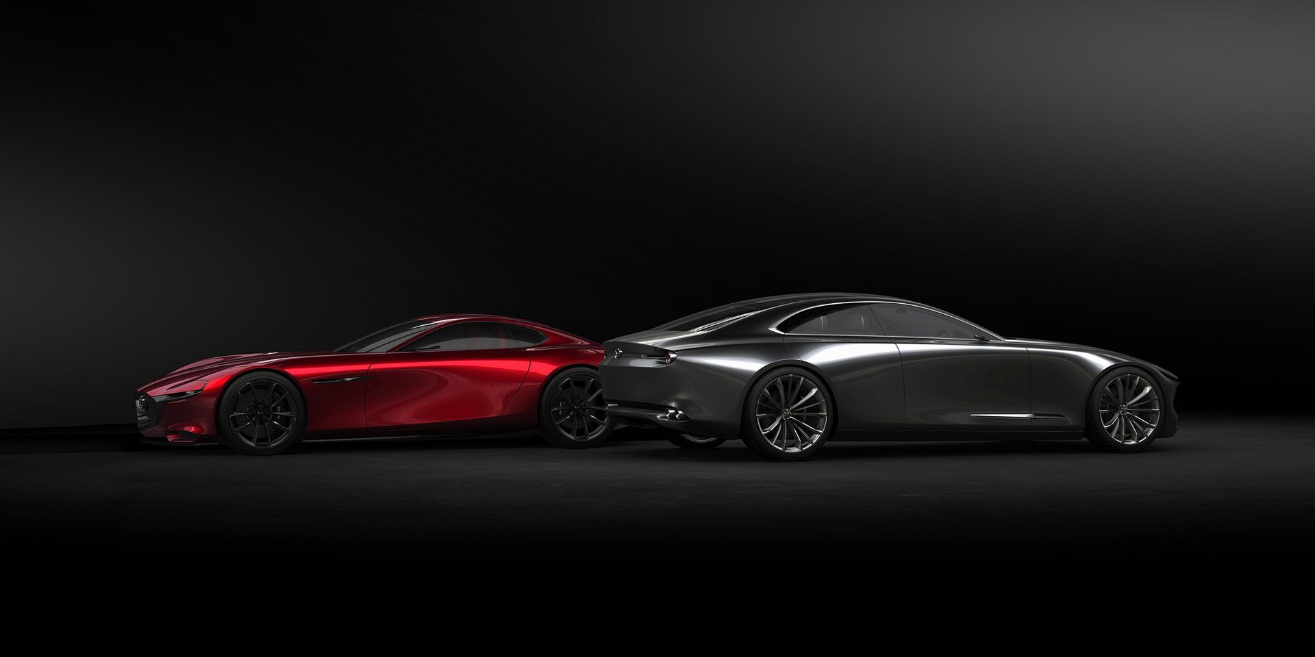 Mazda Vision Coupe wraz z Mazdą RX-Vision - kolejnym prototypem, który z kolei daje nadzieje na powrót silnika Wankla (fot. Mazda)