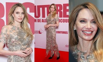 50-letnia Angelina Jolie wystrojona w "naked dress" walczy o uwagę na paryskiej premierze (ZDJĘCIA)