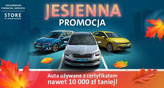 Volkswagen Financial Services Store reklamuje jesienną promocję na zakup aut