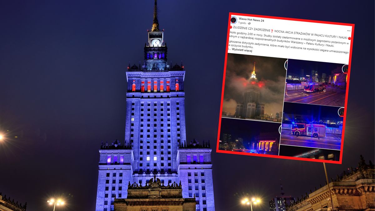 Nocna akcja strażaków w PKiN