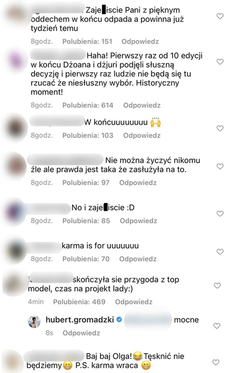 Widzowie komentują odpadnięcie Olgi 