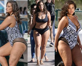 Ashley Graham odciska pupę na zabytkowym samochodzie