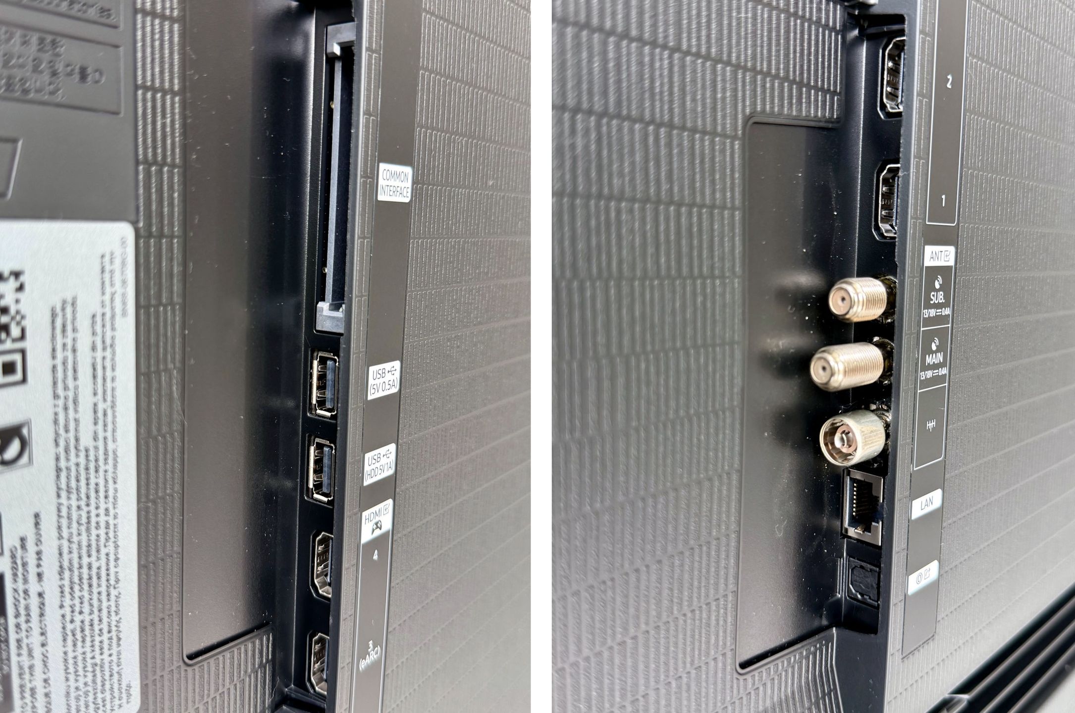 Samsung OLED S99H - złącza na tylnym panelu