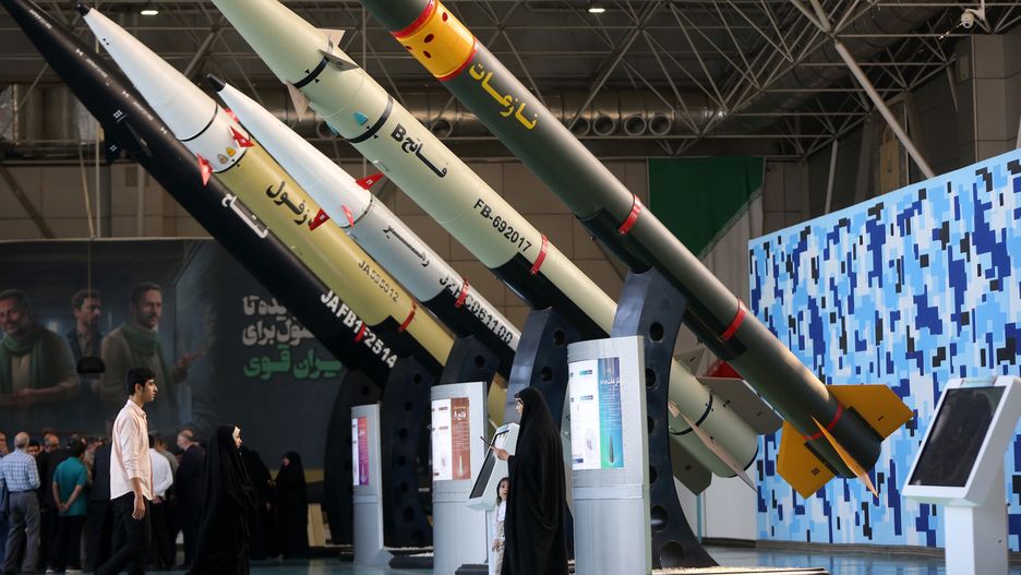 TEHRAN, IRAN - OCTOBER 17: A view from the exhibition as Iran exhibits its missiles, satellite-carrying rockets and air defence systems, including the missiles and drones used in the Israeli attack, at the Aviation and Space Park Permanent Exhibition Centre of the Revolutionary Guards Army in capital Tehran, Iran on October 17, 2024. (Photo by Fatemeh Bahrami/Anadolu via Getty Images)