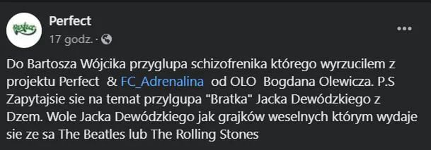Niepokojące wpisy na fanpage'u Perfectu