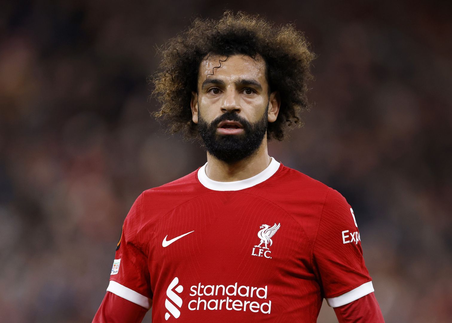 LIVERPOOL, ENGLAND - OCTOBER 5: Mohamed Salah of Liverpool on the pitch during the UEFA Europa League match between Liverpool FC and R. Union Saint-Gilloise at Anfield on October 5, 2023 in Liverpool, England. (Photo by Richard Sellers/Sportsphoto/Allstar via Getty Images)