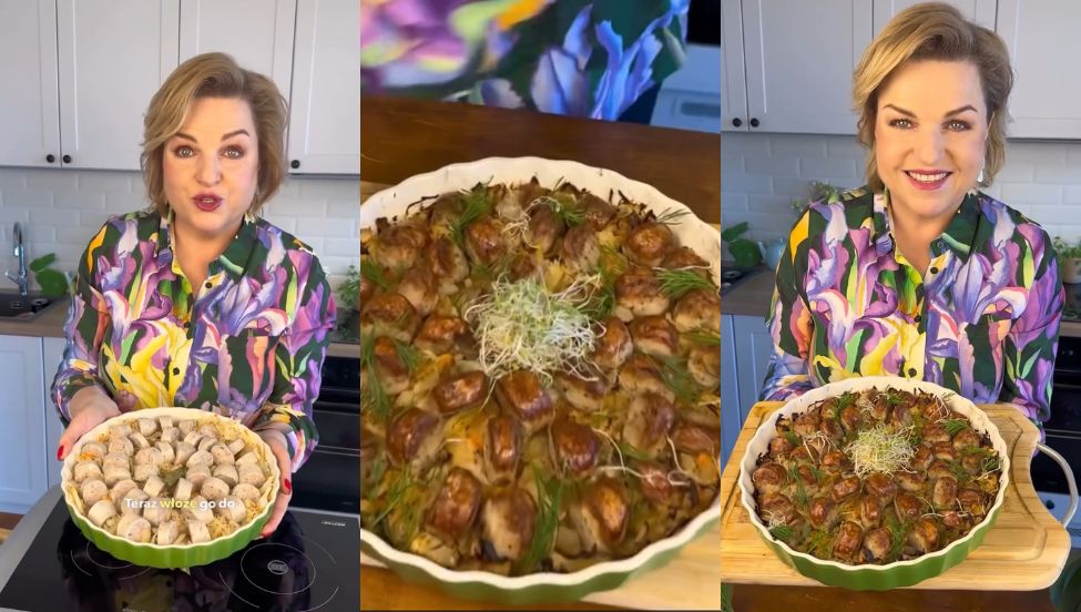 Katarzyna Bosacka zrobiła tort z białej kiełbasy