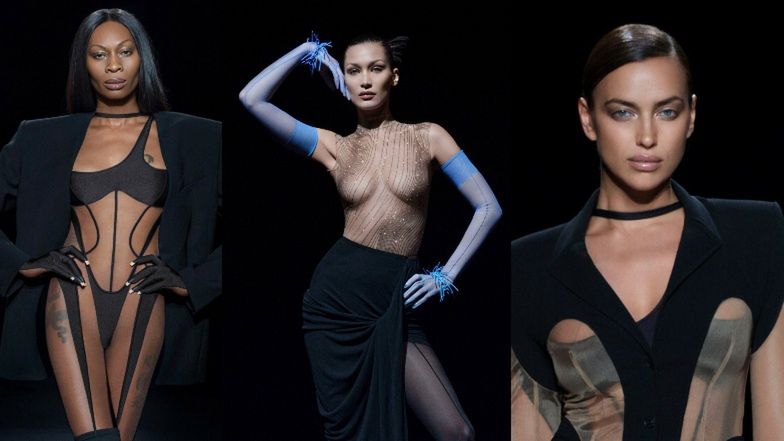 Pokaz Mugler 2021: teatralna Bella Hadid, uwodzicielska Irina Shayk i ostra jak brzytwa Dominique Jackson z serialu "Pose" (ZDJĘCIA)