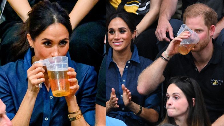 Książę Harry i Meghan Markle popijają piwo na stadionie w Niemczech