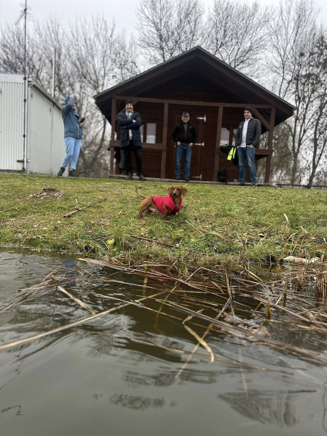 Nie wszyscy zdecydowali się wejść do zimnej wody. 