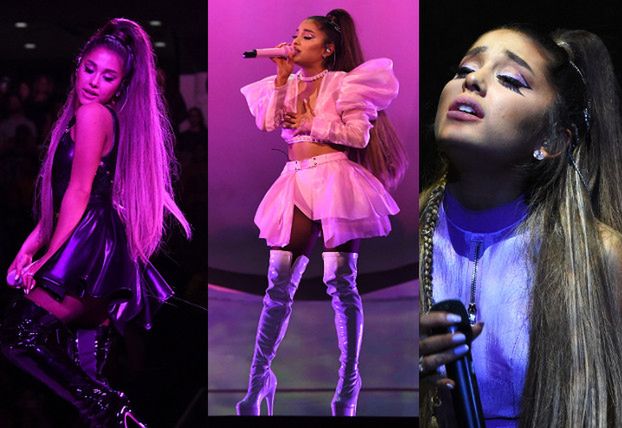 Poruszona Ariana Grande w pięciu stylizacjach na koncercie