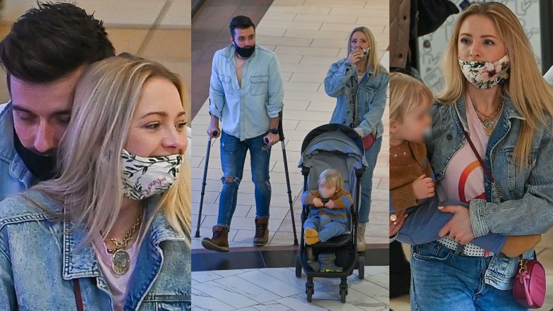 Barbara Kurdej-Szatan w centrum handlowym z mężem i synkiem
