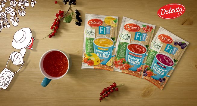 Delecta rozgrzewa reklamą kisielu Owocowy Kubek