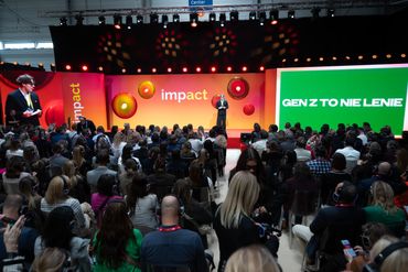 Poznań, 13.05.2026. Kongres Impact'26 w Poznań Congress Center, 13 bm. Impact'26 jest miejscem dyskusji dotyczących biznesu, polityki, nauki i nowoczesnych technologii. (aldg) PAP/Jakub Kaczmarczyk