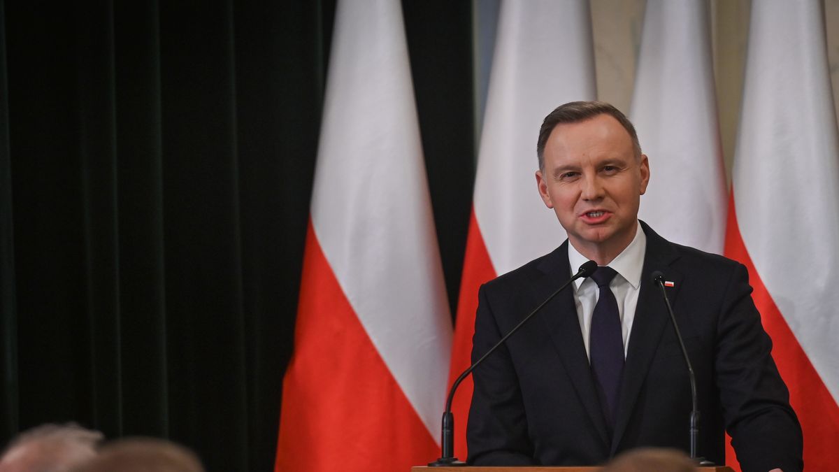 KRAKOW, POLAND - MARCH 24, 2023:
President of the Republic of Poland, Andrzej Duda, delivers an address to the participants, at the AGH University of Science and Technology in Krakow, on March 24, 2023, in Krakow, Poland.
President Duda joined the 50th anniversary celebration of the CYFRONET Academic Computer Center at the AGH University of Science and Technology in Krakow, honoring the distinguished employees with state decorations. (Photo by Artur Widak/NurPhoto via Getty Images)