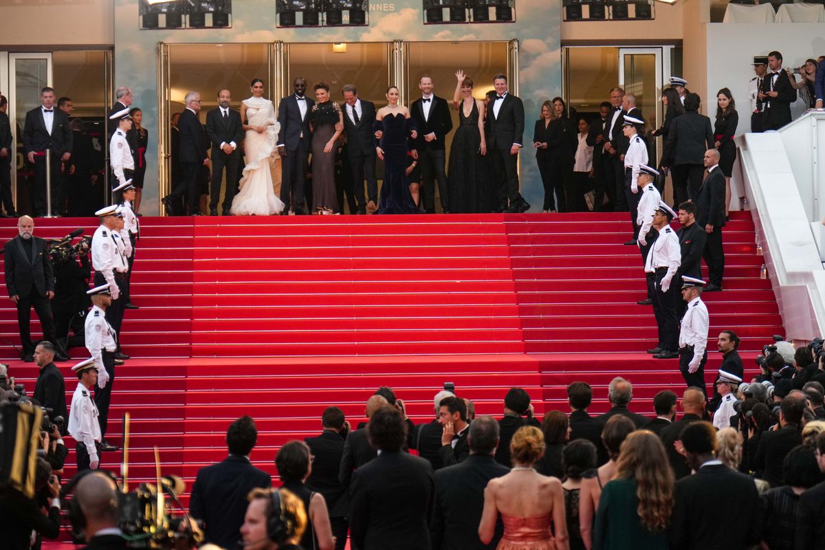 CANNES, FRANCE - MAY 28: (L-R) Jury Member Deepika Padukone, Jury Member Ladj Ly, Jury Member Jasmin Trinca, President of the Jury of the 75th Cannes Film Festival Vincent Lindon, Jury Member Noomi Rapace, Jury Member Joachim Trier, Jury Member Rebecca Hall and Jury Member Jeff Nichols attend the closing ceremony red carpet for the 75th annual Cannes film festival at Palais des Festivals on May 28, 2022 in Cannes, France. (Photo by Edward Berthelot/GC Images)