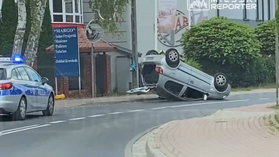 25-latek nie opanował mocy Yarisa i dachował.