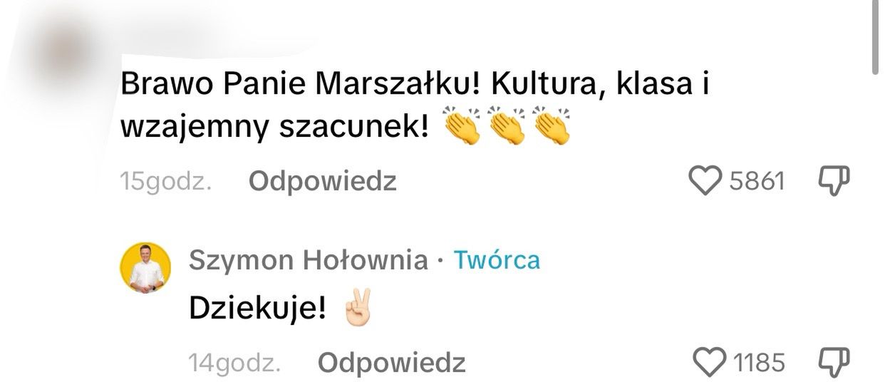 komentarze pod nagraniem z przemówienia Szymona Hołowni