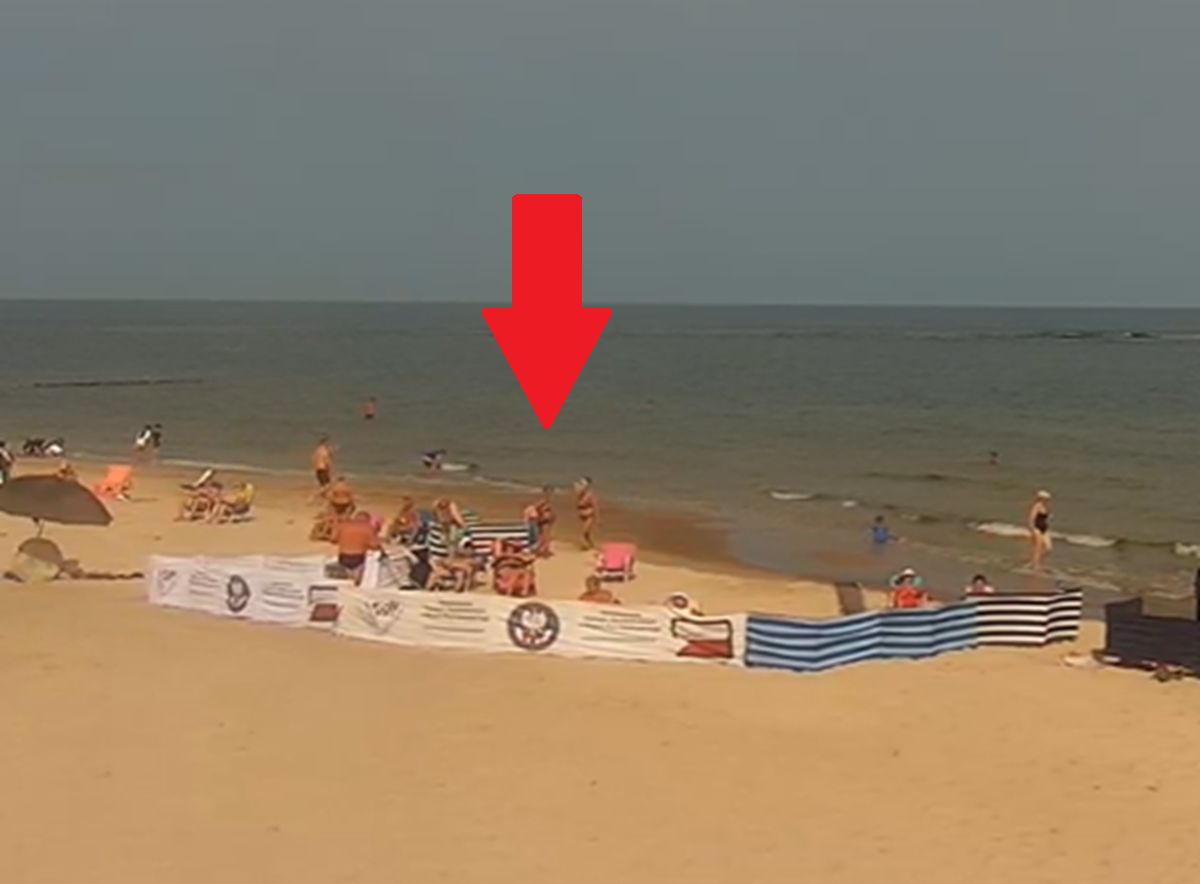 Istny gigant nad Bałtykiem. Była godz. 10:15. Ujęcie z Mrzeżyna