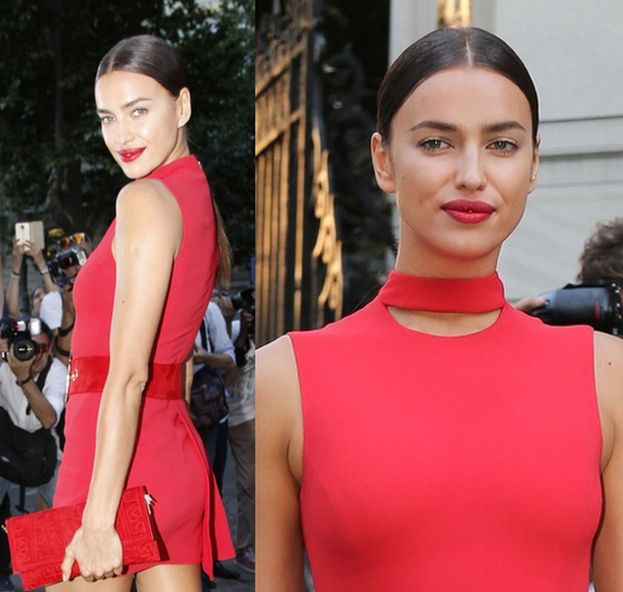 Irina Shayk w czerwonej mini w muzeum...