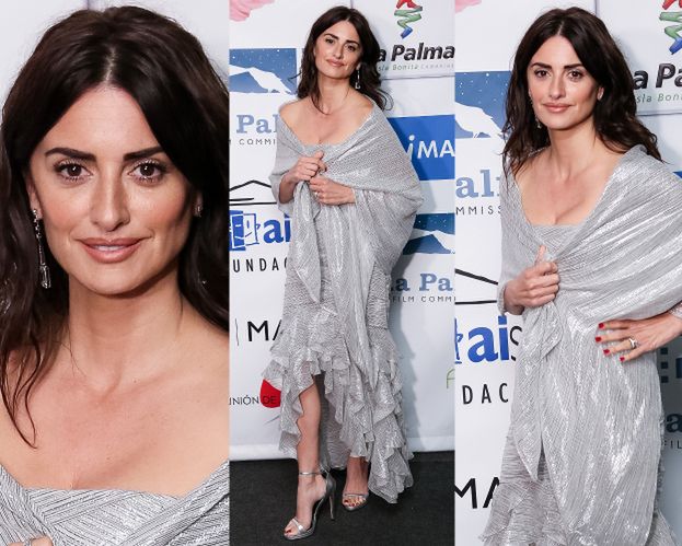 Penelope Cruz pozuje w srebrnych falbanach