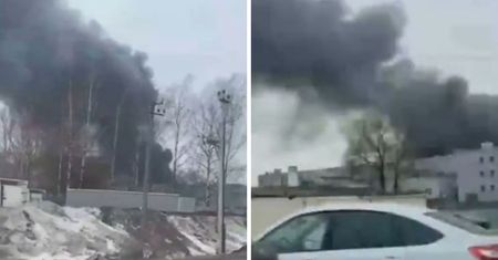 Ogromny pożar w Sankt Petersburgu. Płonie hangar w pobliżu lotniska