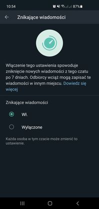 Znikające wiadomości w WhatsAppie