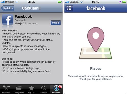 Znacząca aktualizacja Facebooka na iPhone?a 1