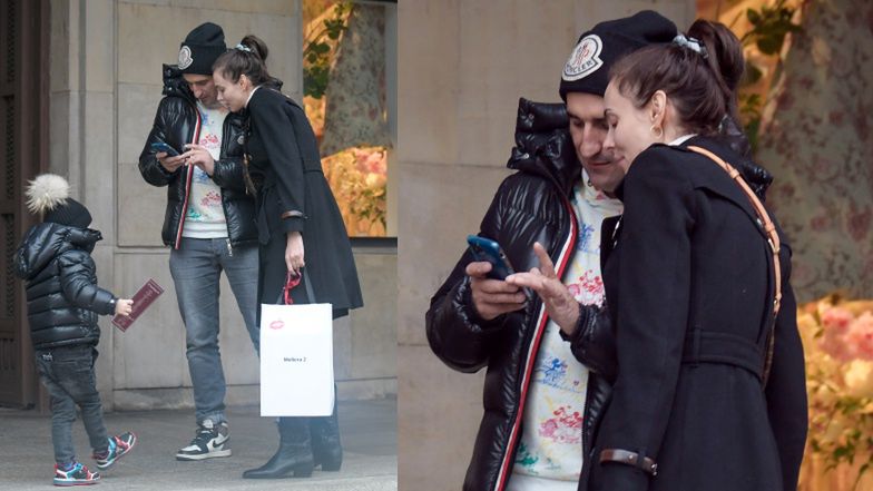 Marcela Leszczak i Misiek Koterski całują się na rodzinnym spacerze z synkiem