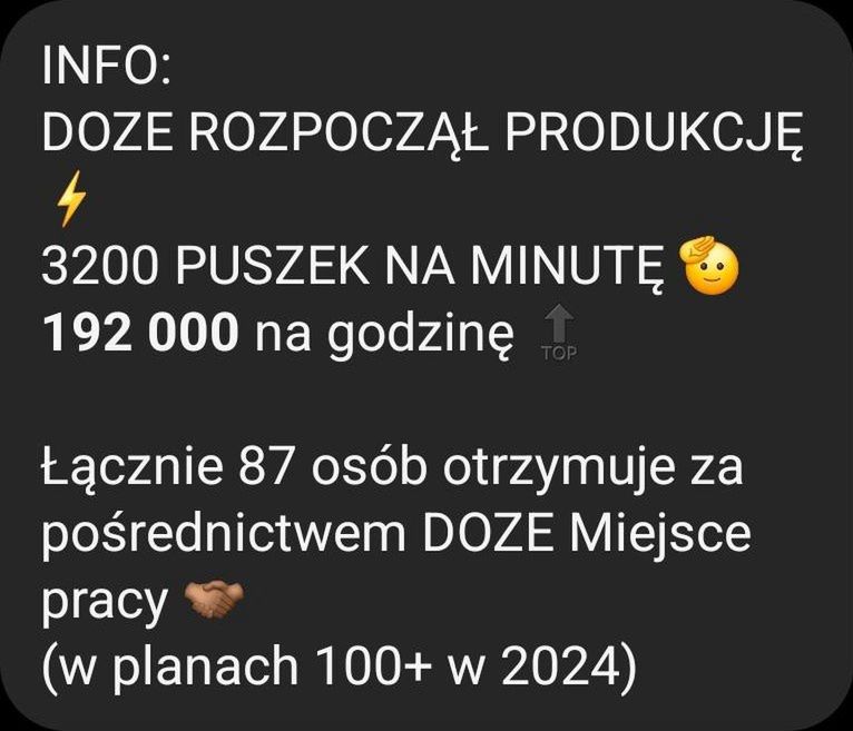 DOZE rozpoczął produkcję