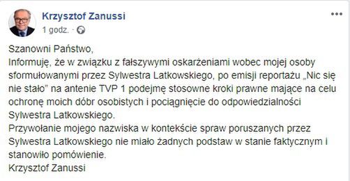 Oświadczenie Krzysztofa Zanussiego