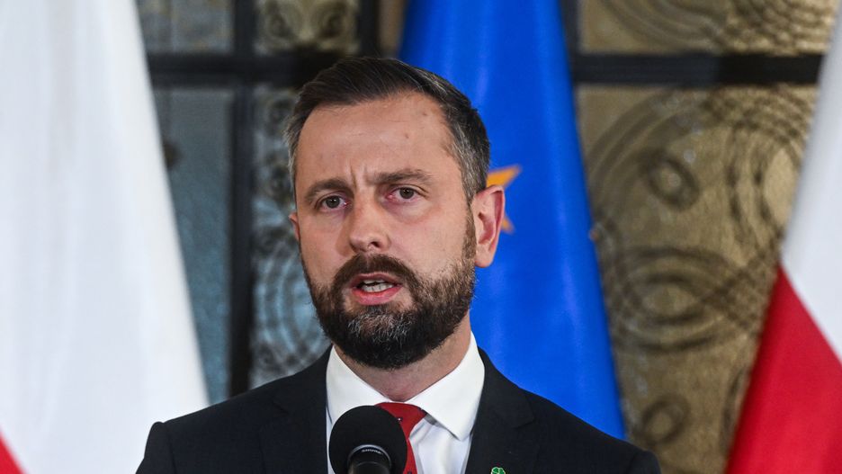 WARSAW, POLAND - OCTOBER 24: The Leader of Polish People's Party (PSL), Wladysaw Kosiniak Kamysz stands among the leader of Civic Coalition (KO), Donald Tusk, the leader of Poland 2050 Party, Szymon Holownia,  and one of the Leaders of the New Left, Wlodzimierz Czarzasty as they give a press statement in Warsaw, Poland on October 24, 2023.  On Tuesday and Wednesday, Oct . 24 and 25  President Andrzej Duda will hold individual consultations with leaders of political parties that have won seats in the parliament of the new term. With the results of the Parliamentary elections out, Poland's democratic opposition made of the Civic Coalition, The Third Way Political alliance, and The New Left has the chance to rule with a majority and all have refused to enter a coalition with the ruling government party, Law and Justice. (Photo by Omar Marques/Anadolu via Getty Images)