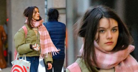 Suri Cruise w puchówce i szaliku wałęsa się po Nowym Jorku w poszukiwaniu prezentów. Skóra zdjęta z matki? (ZDJĘCIA)