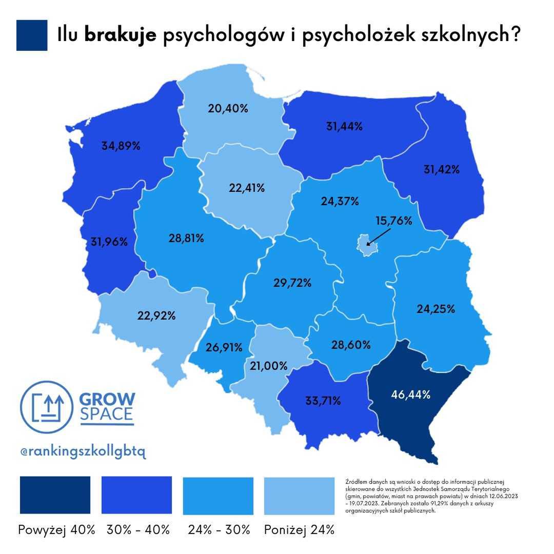 Ilu brakuje psychologów i psycholożek w polskiej szkole publicznej? - raport fundacji GrowSpace. 