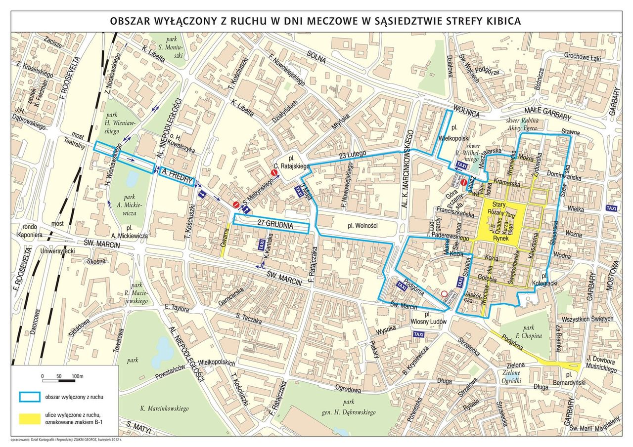 Poznań ZDM - mapa na dni meczowe