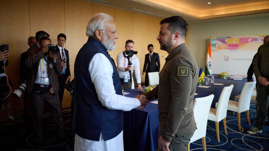 Wołodymyr Zełenski i Narendra Modi
na szczycie G7
