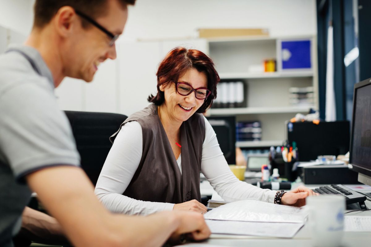 Woman and man in the office