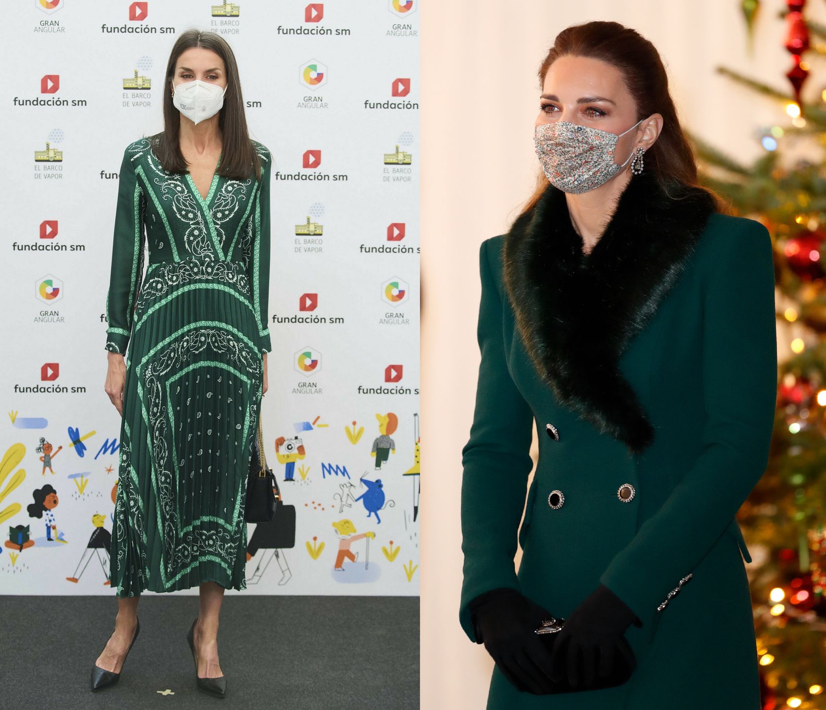 Księżne Letizia i Kate w maseczkach są do siebie bardzo podobne.