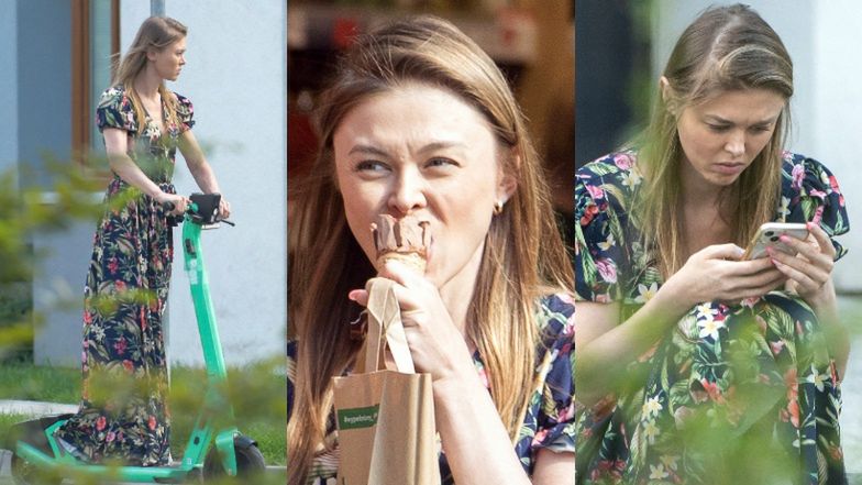 Joanna Opozda na hulajnodze