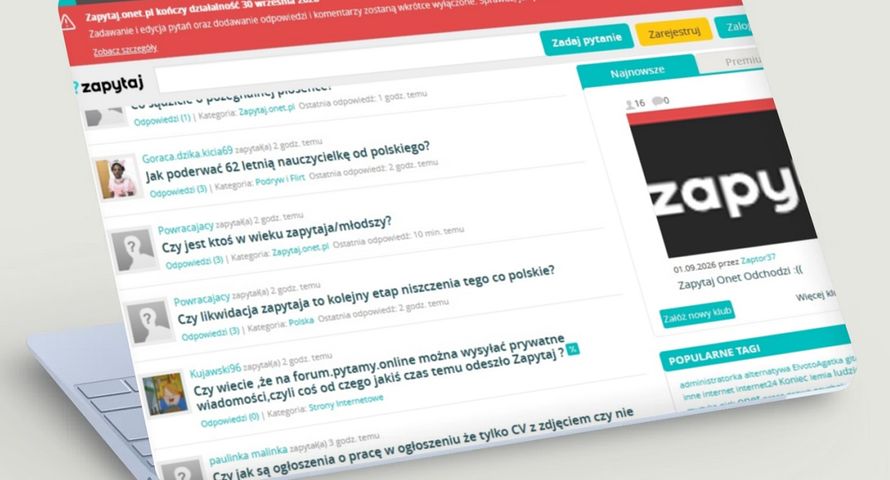 Onet zamyka witrynę z pytaniami i odpowiedziami. Tak traciła użytkowników