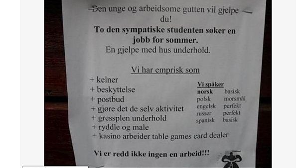 Ogłoszenie, które rozbawiło Norwegów