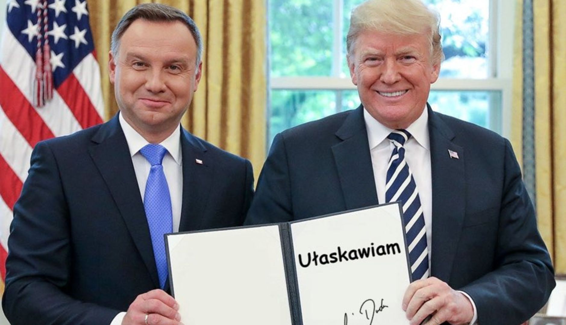 "Ułaskawiam". Płaczą ze śmiechu po spotkaniu Dudy i Trumpa