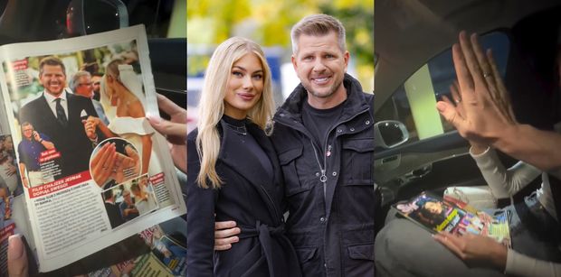 Filip Chajzer z Bianką wgramolili się do auta i zrobili "przegląd prasy". ZACHWYCALI się fotkami z własnego ślubu i wspomnieli o KONFLIKCIE Z TEŚCIOWĄ