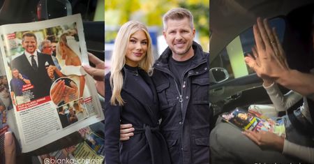 Filip Chajzer z Bianką wgramolili się do auta i zrobili "przegląd prasy". ZACHWYCALI się fotkami z własnego ślubu i wspomnieli o KONFLIKCIE Z TEŚCIOWĄ