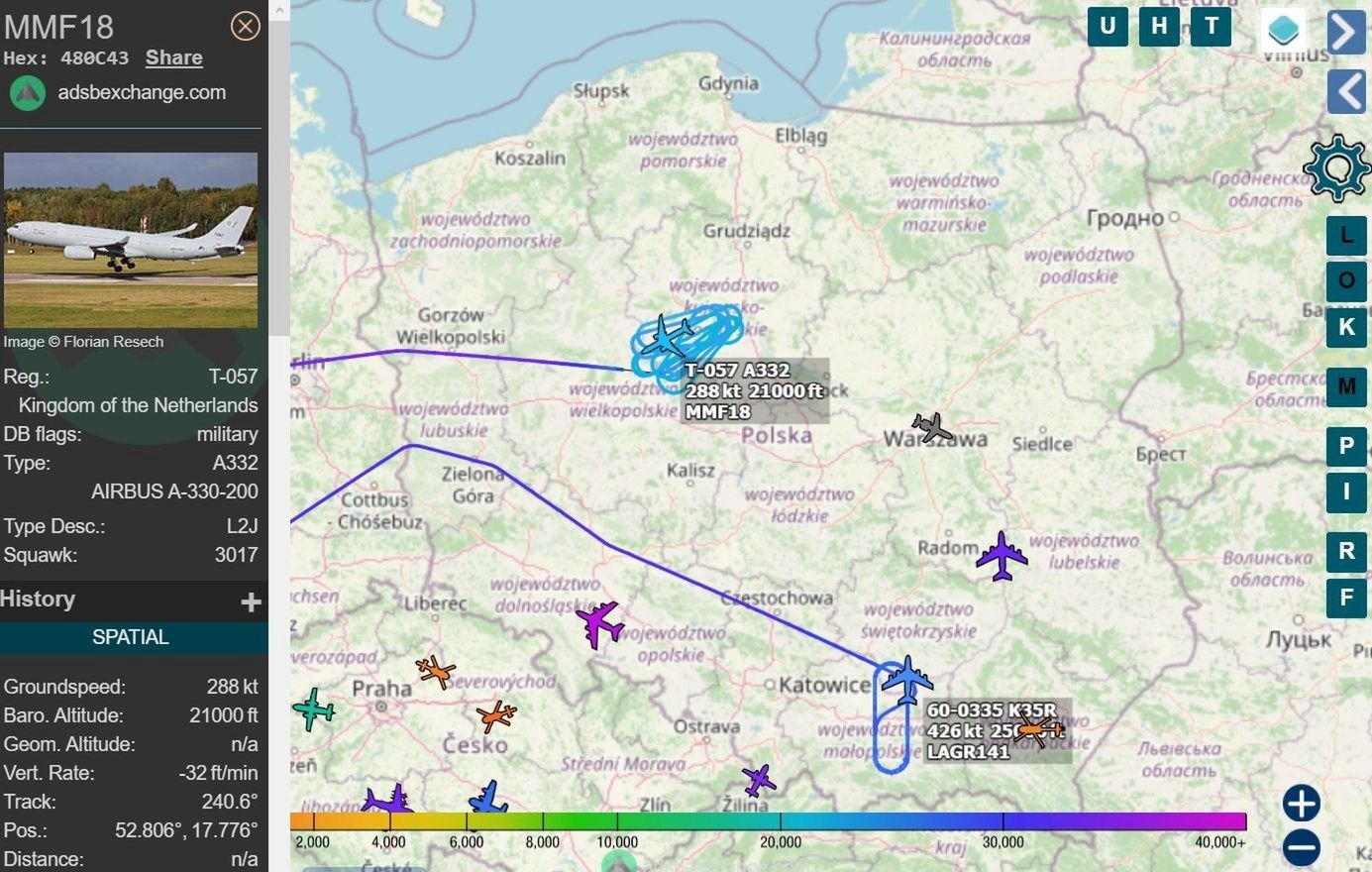 Samolot tankowania powietrznego nad Polską