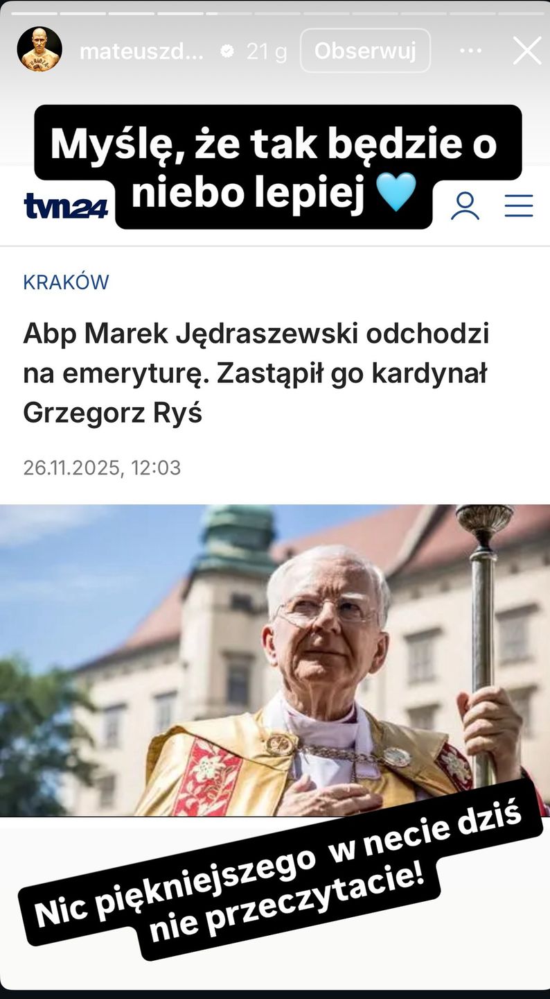 Mateusz Damięcki komentuje wybór metropolity krakowskiego