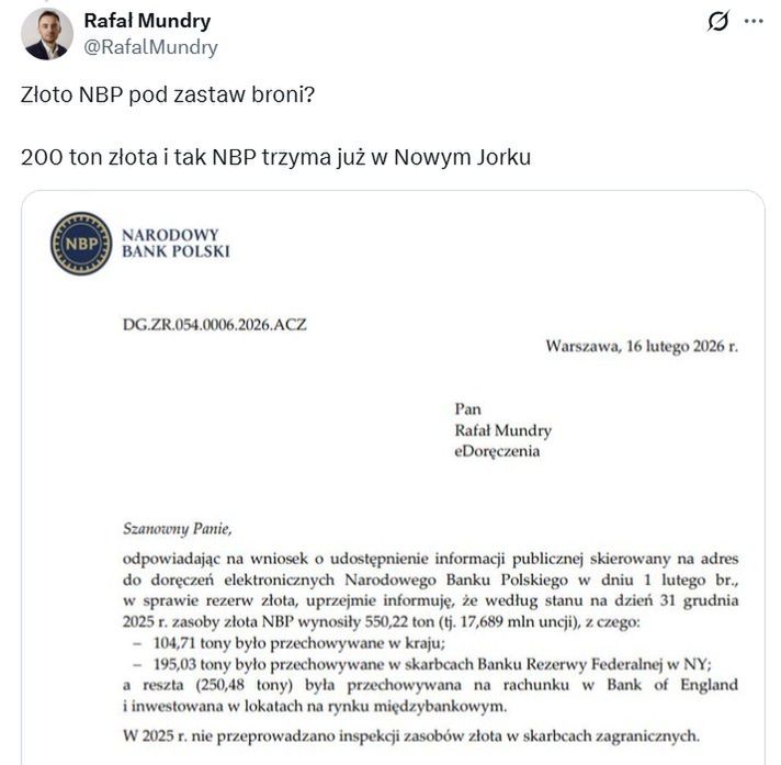 Rezerwy złota sfinansują program Polski SAFE 0 proc.?