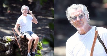 66-letni Pierce Brosnan spaceruje o lasce po dżungli. Dobrze się prezentuje? (ZDJĘCIA)